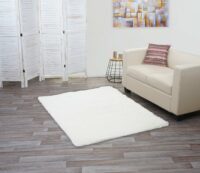 Teppich Shaggy Hochflor flauschig 160x120cm ~ weiss