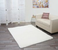 Teppich Shaggy Hochflor flauschig 200x140cm ~ weiss