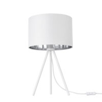 Tischlampe Metz mit Stoffschirm E14 Max. 40W Weiss