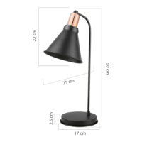 Tischlampe Bath 1-flammig Schwarz Kupferfarben