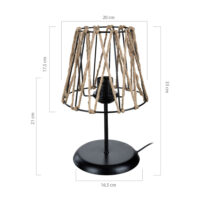 Tischlampe Esher E27 Metall Juteseil Schwarz Jutefarben