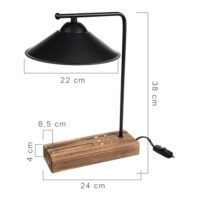 Tischlampe Folkestone E27 Massivholz Metall Schwarz Holz