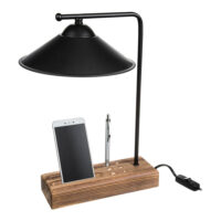 Tischlampe Folkestone E27 Massivholz Metall Schwarz Holz