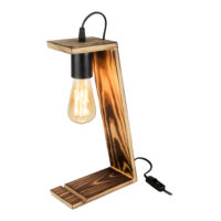 Tischlampe Gillingham E27 Massivholz Schwarz Holzoptik