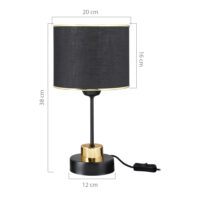 Tischlampe Gravesend E27 Metall Textil Schwarz Messingfarben