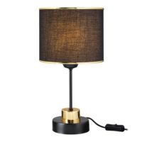 Tischlampe Gravesend E27 Metall Textil Schwarz Messingfarben