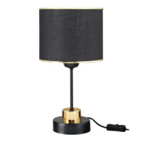 Tischlampe Gravesend E27 Metall Textil Schwarz Messingfarben