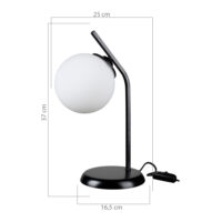 Tischlampe Grimsby E27 Metall Glas Schwarz Weiss