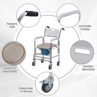 Toilettenstuhl Rollstuhl Nachtstuhl bis 150kg