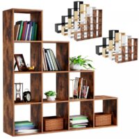 Treppenregal Braun 10 Fächer 129.5x29x129.5cm MDF Freistehend