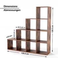 Treppenregal Braun 10 Fächer 129.5x29x129.5cm MDF Freistehend