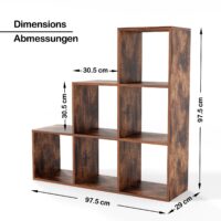 Treppenregal Braun 6 Fächer 97.5x29x97.5cm MDF