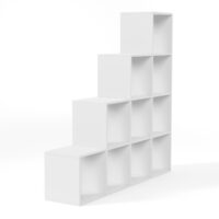 Treppenregal Weiss 10 Fächer 129.5x29x129.5cm MDF Freistehend