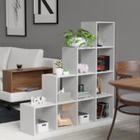 Treppenregal Weiss 10 Fächer 129.5x29x129.5cm MDF Freistehend