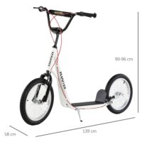 Trottinett Scooter Kickboard Kindertrotti 16 Zoll Luftreifen weiss