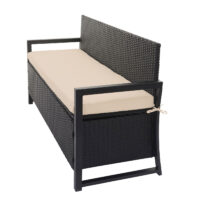 Truhenbank Rattan JAM-F39 3 Sitzer anthrazit Kissen beige