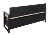 Truhenbank Rattan JAM-F39 3 Sitzer anthrazit Kissen beige