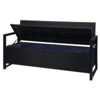 Truhenbank Rattan JAM-F39 3 Sitzer anthrazit Kissen bordeaux