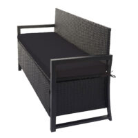 Truhenbank Rattan JAM-F39 3 Sitzer anthrazit Kissen schwarz