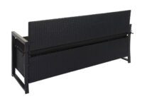 Truhenbank Rattan JAM-F39 3 Sitzer anthrazit Kissen schwarz