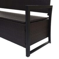Truhenbank Rattan JAM-F39 3 Sitzer braun Kissen schwarz