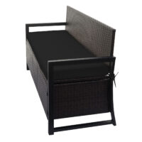 Truhenbank Rattan JAM-F39 3 Sitzer braun Kissen schwarz