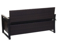 Truhenbank Rattan JAM-F39 3 Sitzer braun Kissen schwarz