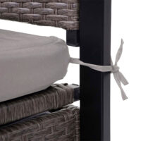 Truhenbank Rattan JAM-F39 3 Sitzer grau-meliert Kissen beige