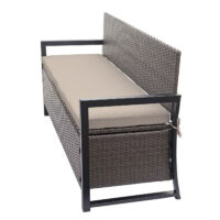 Truhenbank Rattan JAM-F39 3 Sitzer grau-meliert Kissen beige