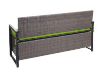 Truhenbank Rattan JAM-F39 3 Sitzer grau-meliert Kissen grün