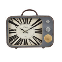 Wanduhr Fernseher Metall Dekouhr Retro Shabby Look