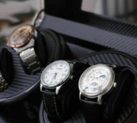 Uhrenbeweger für 4 Uhren Holz carbon Optik