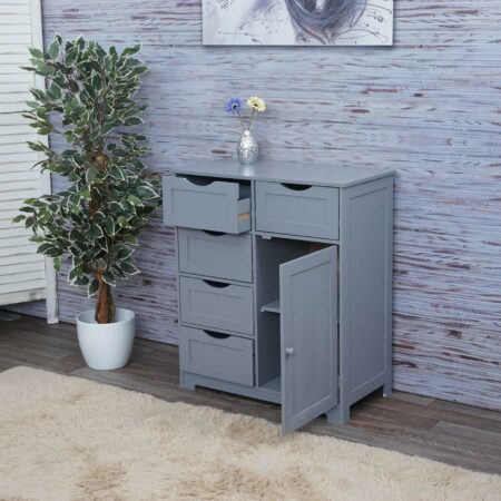 Vintage Kommode Nostalgie 5 Schubladen und 1 Tür 80x70x35cm grau
