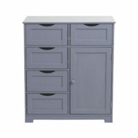 Vintage Kommode Nostalgie 5 Schubladen und 1 Tür 80x70x35cm grau