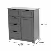 Vintage Kommode Nostalgie 5 Schubladen und 1 Tür 80x70x35cm grau