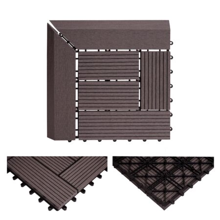 WPC Eck-Gartenfliese Rhone + Abschluss Premium Ecke versetzt