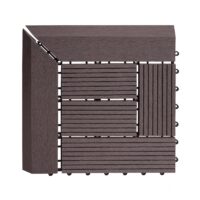 WPC Eck-Gartenfliese Rhone + Abschluss Premium Ecke versetzt