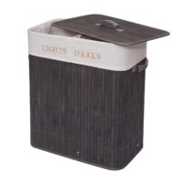 Wäschekorb Laundry Bambus 2 Fächer 100l ~ dunkelgrau