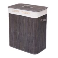 Wäschekorb Laundry Bambus 2 Fächer 100l ~ dunkelgrau