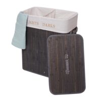Wäschekorb Laundry Bambus 2 Fächer 100l ~ dunkelgrau