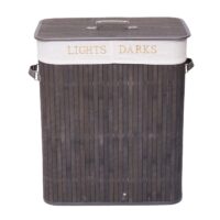 Wäschekorb Laundry Bambus 2 Fächer 100l ~ dunkelgrau