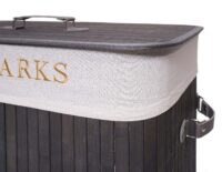 Wäschekorb Laundry Bambus 2 Fächer 100l ~ dunkelgrau