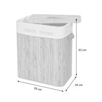 Wäschekorb Laundry Bambus 2 Fächer 100l ~ dunkelgrau