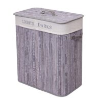 Wäschekorb Laundry Bambus 2 Fächer 100l ~ grau