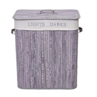 Wäschekorb Laundry Bambus 2 Fächer 100l ~ grau