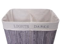 Wäschekorb Laundry Bambus 2 Fächer 100l ~ grau