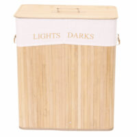 Wäschekorb Laundry Bambus 2 Fächer 100l ~ naturfarben