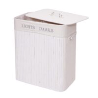 Wäschekorb Laundry Bambus 2 Fächer 100l ~ weiss