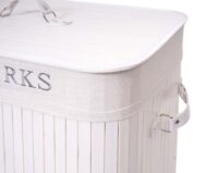 Wäschekorb Laundry Bambus 2 Fächer 100l ~ weiss