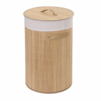 Wäschekorb Laundry Wäschebox Bambus rund 50l ~ naturfarben